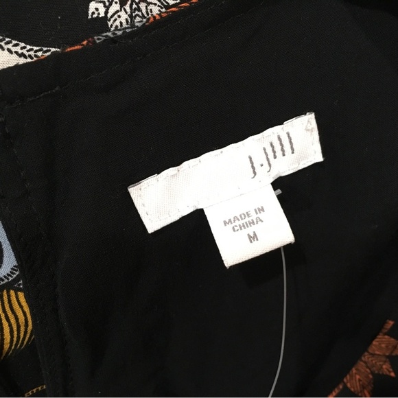 J.jill women’s Medium Tank Shift Dress Black printed Floral Boho Beach New - Picture 8 of 10